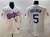 Men's Los Angeles Dodgers #5 Freddie Freeman White With American Flag Patch Limited Stitched Jersey,baseball caps,new era cap wholesale,wholesale hats